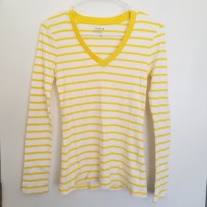 Old Navy Long Sleeve Yellow & White Stripes